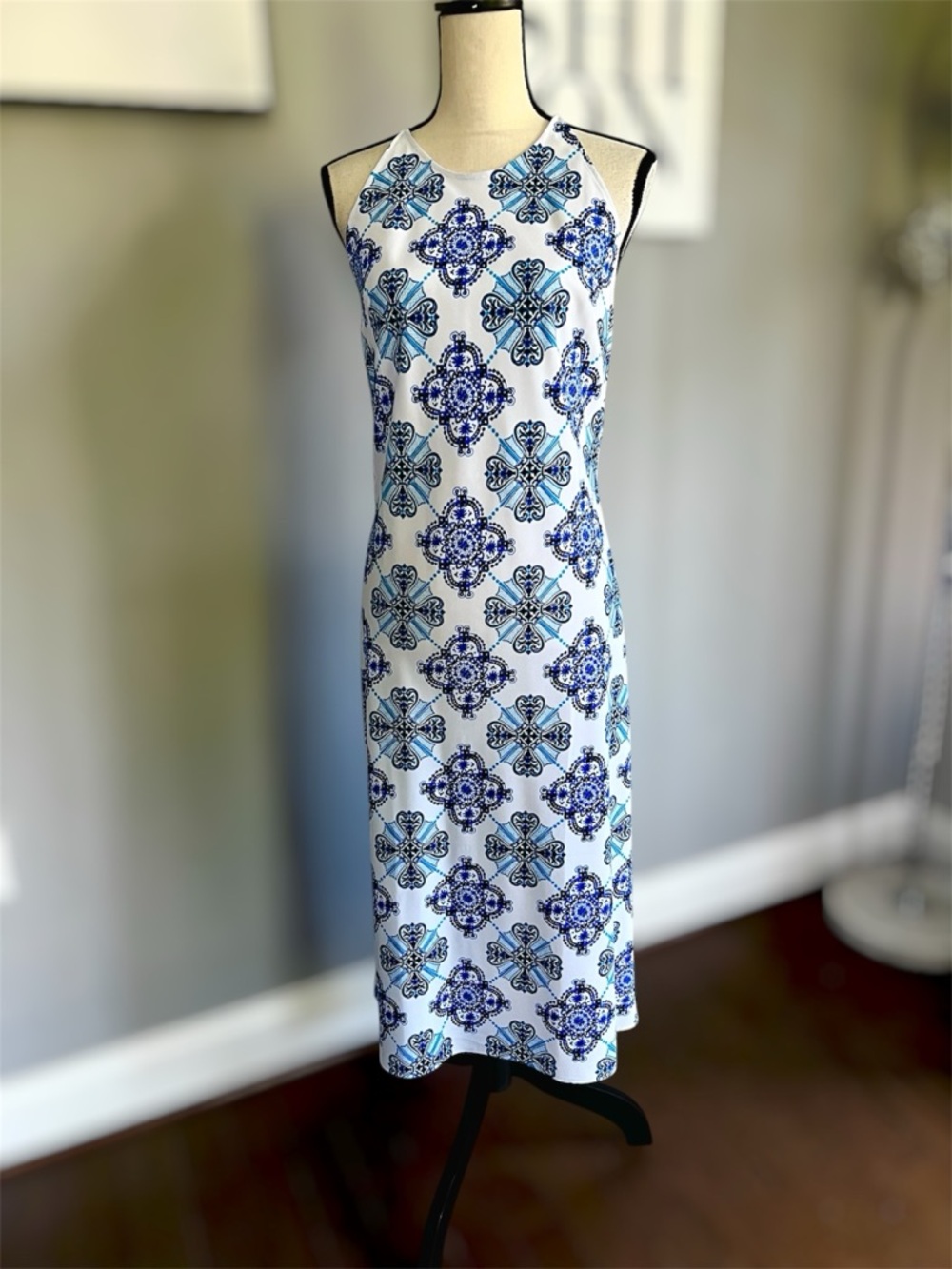 Ann Taylor Factory Blue Tile Motif Dress - Picture 2 of 10